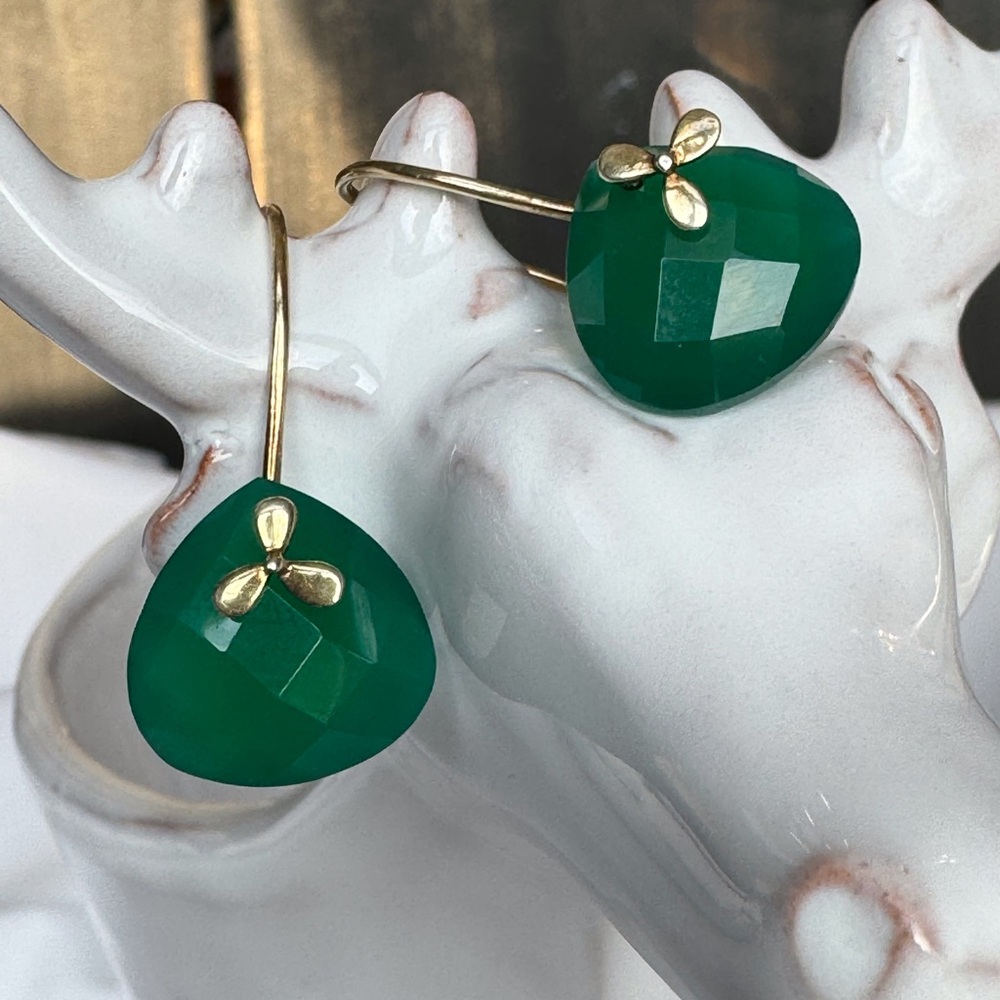 Vintage Green Onyx Vermeil Earrings
